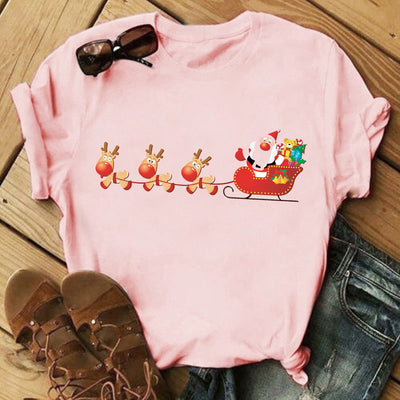 Christmas Print Ladies  Short Sleeve