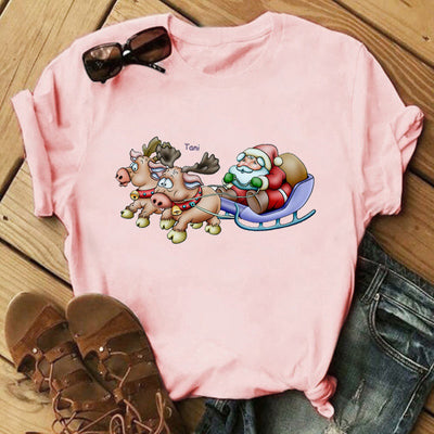 Christmas Print Ladies  Short Sleeve